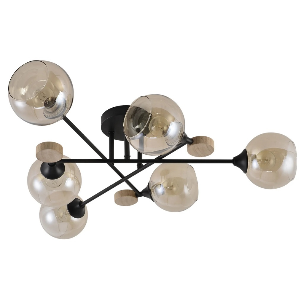 Люстра Reluce 01491-0.3-06 BK+WOOD накладная для гостиной, детской, кухни, спальни