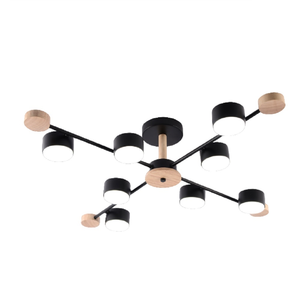 Люстра Reluce 003751-0.3-08 BK+WOOD GX53, 15 Вт, до 48 кв.м, черное дерево