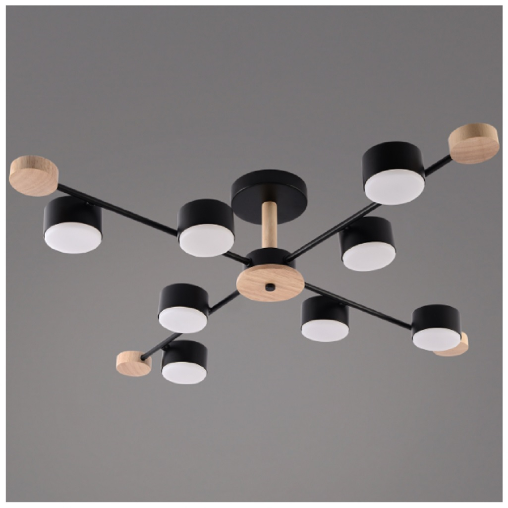 Люстра Reluce 003751-0.3-08 BK+WOOD GX53, 15 Вт, до 48 кв.м, черное дерево