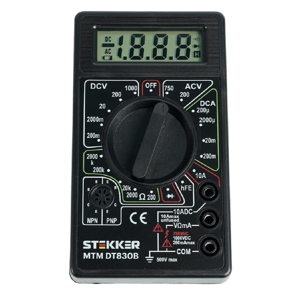 Мультиметр цифровой Stekker MTM DT830B 49992, защита от перегрузок, черный
