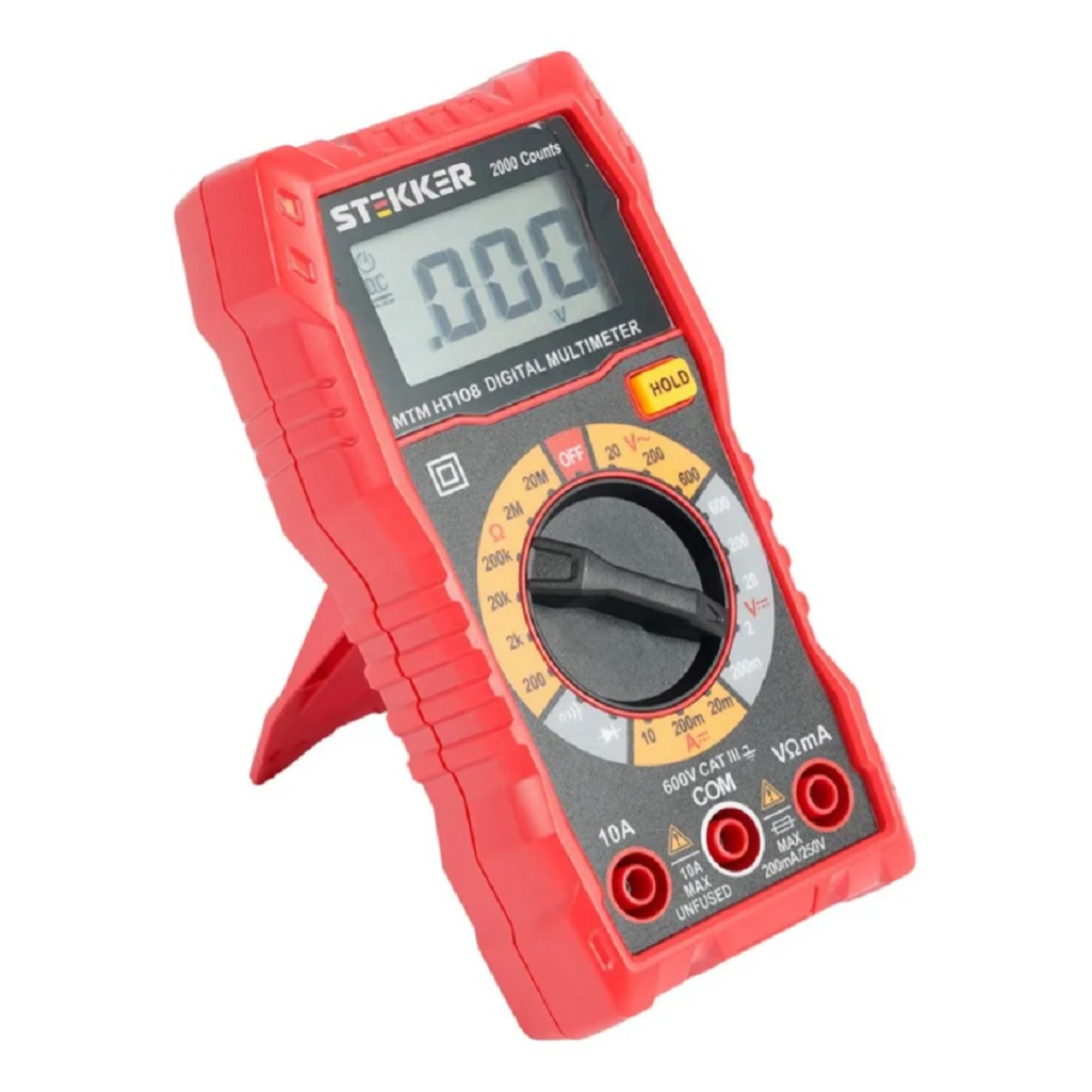 Мультиметр цифровой Stekker MTM HT108 49993, защита от перегрузок, черный