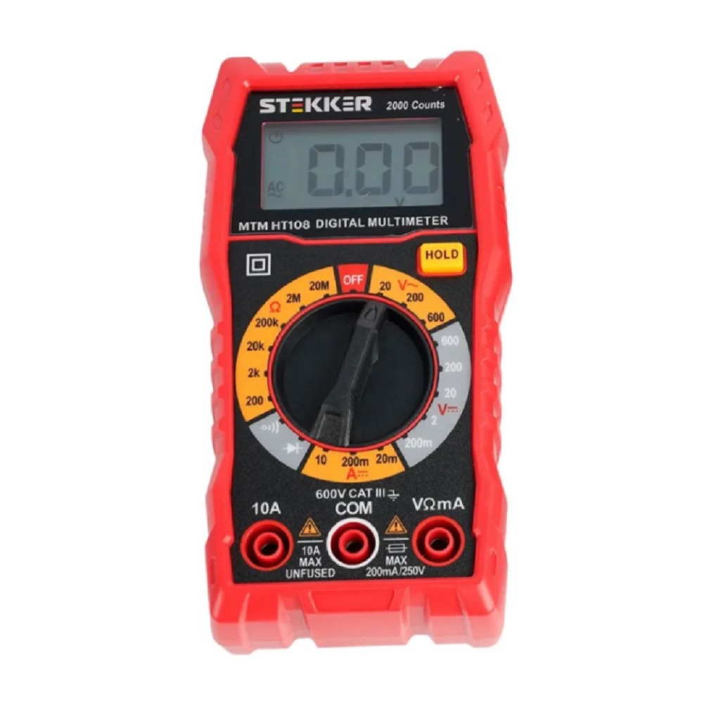 Мультиметр цифровой Stekker MTM HT108 49993, защита от перегрузок, черный