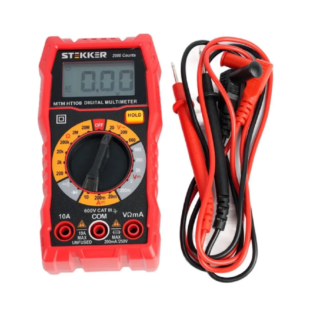 Мультиметр цифровой Stekker MTM HT108 49993, защита от перегрузок, черный