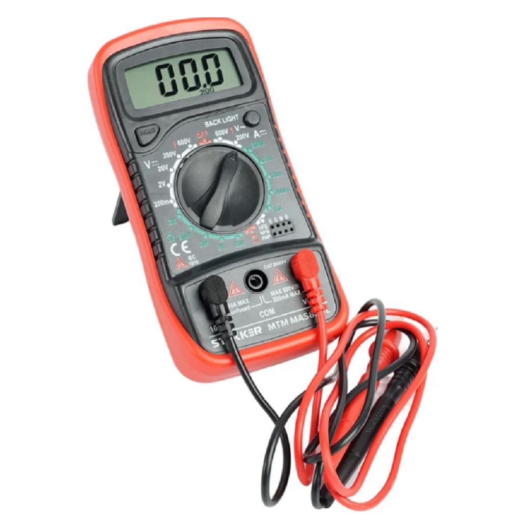 Мультиметр цифровой Stekker MTM MAS830L 49994, защита от перегрузок, черный