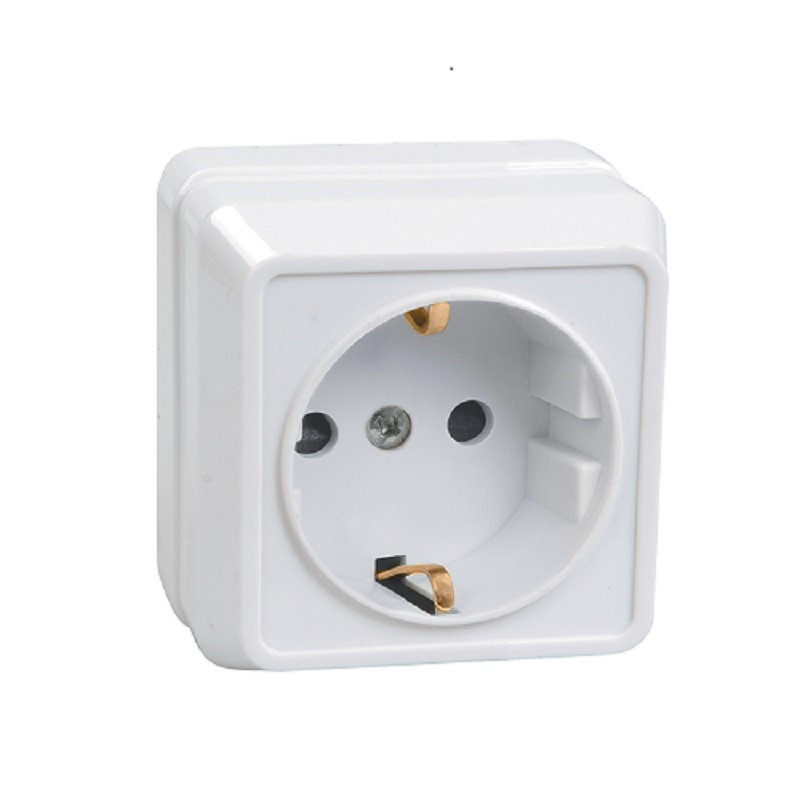 Розетка 1-местная IEK Октава ERO11-K01-16-DC ОП, с заземлением, накладная, белая