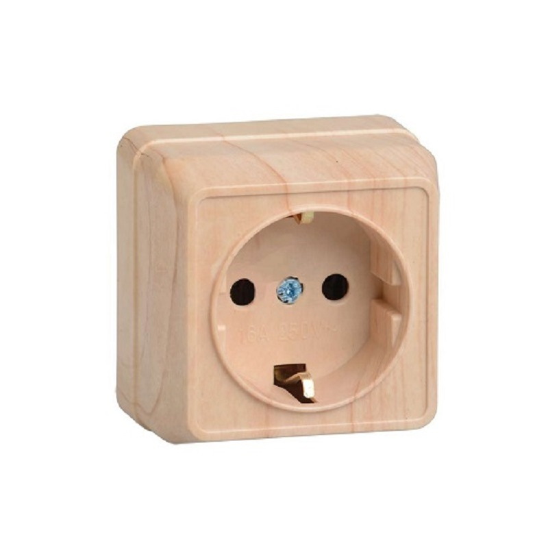 Розетка 1-местная IEK Октава ОП 16А с заземлением, накладная, сосна