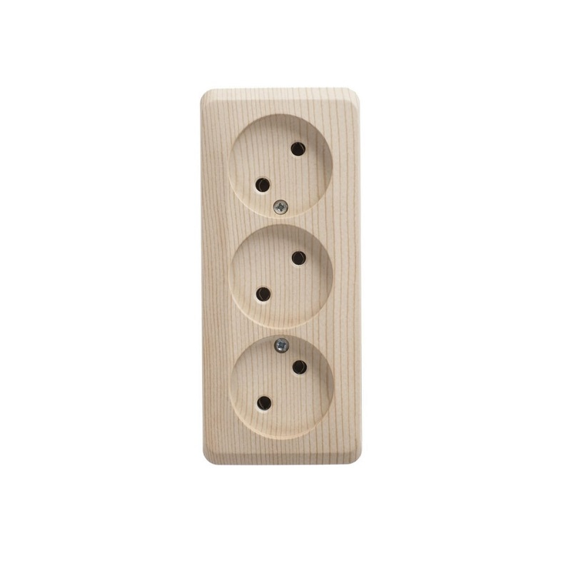 Розетка 3-местная  Schneider Electric Этюд PA16-009D без заземления, накладная, сосна 