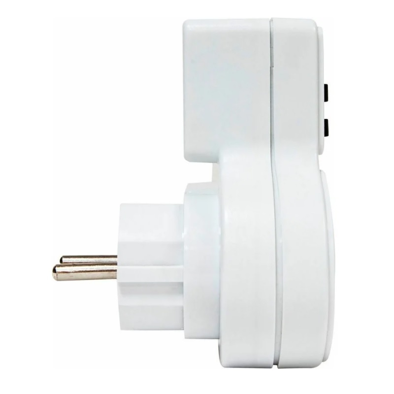 Розетка 2-местная  с таймером Feron ТМ25 на неделю, электронное управление, белая