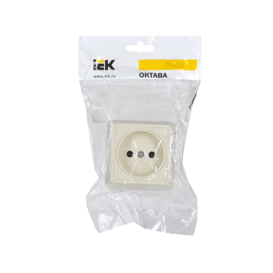 Розетка 1-местная IEK Октава ERO10-K33-10-DC ОП,  без заземления, накладная, кремовая