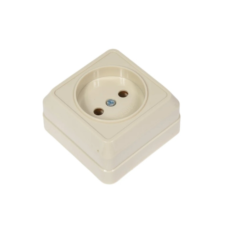Розетка 1-местная IEK Октава ERO10-K33-10-DC ОП,  без заземления, накладная, кремовая