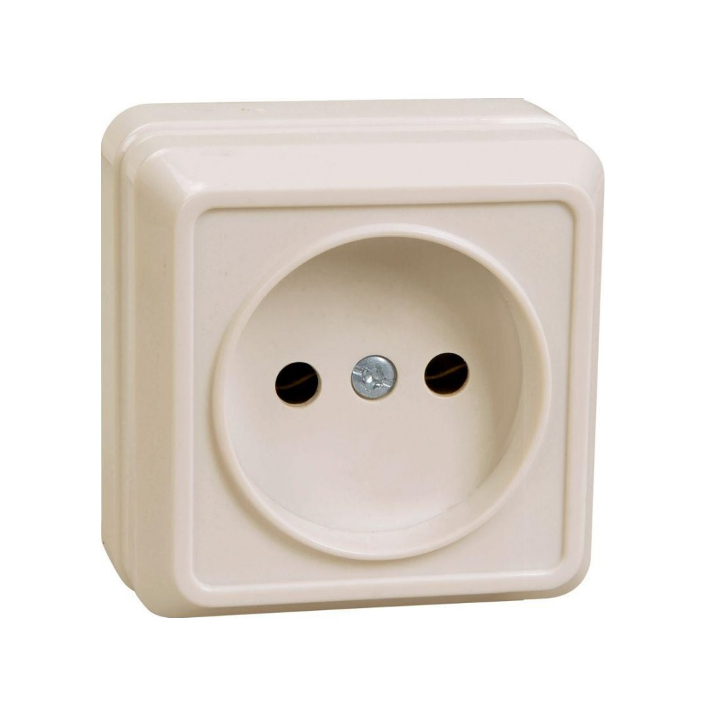 Розетка 1-местная IEK Октава ERO10-K33-10-DC ОП,  без заземления, накладная, кремовая