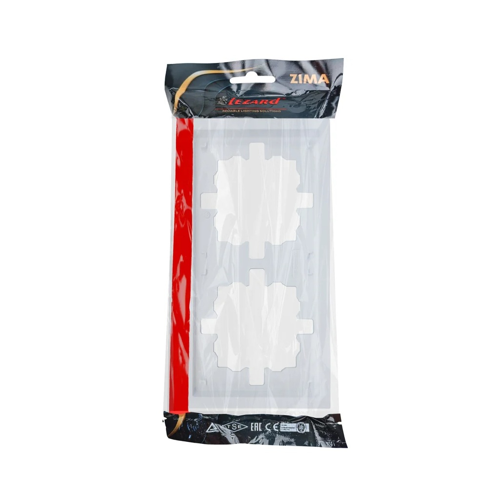 Рамка 2-местная Lezard Zima 704-0200-147 горизонтальная, пластик, белая