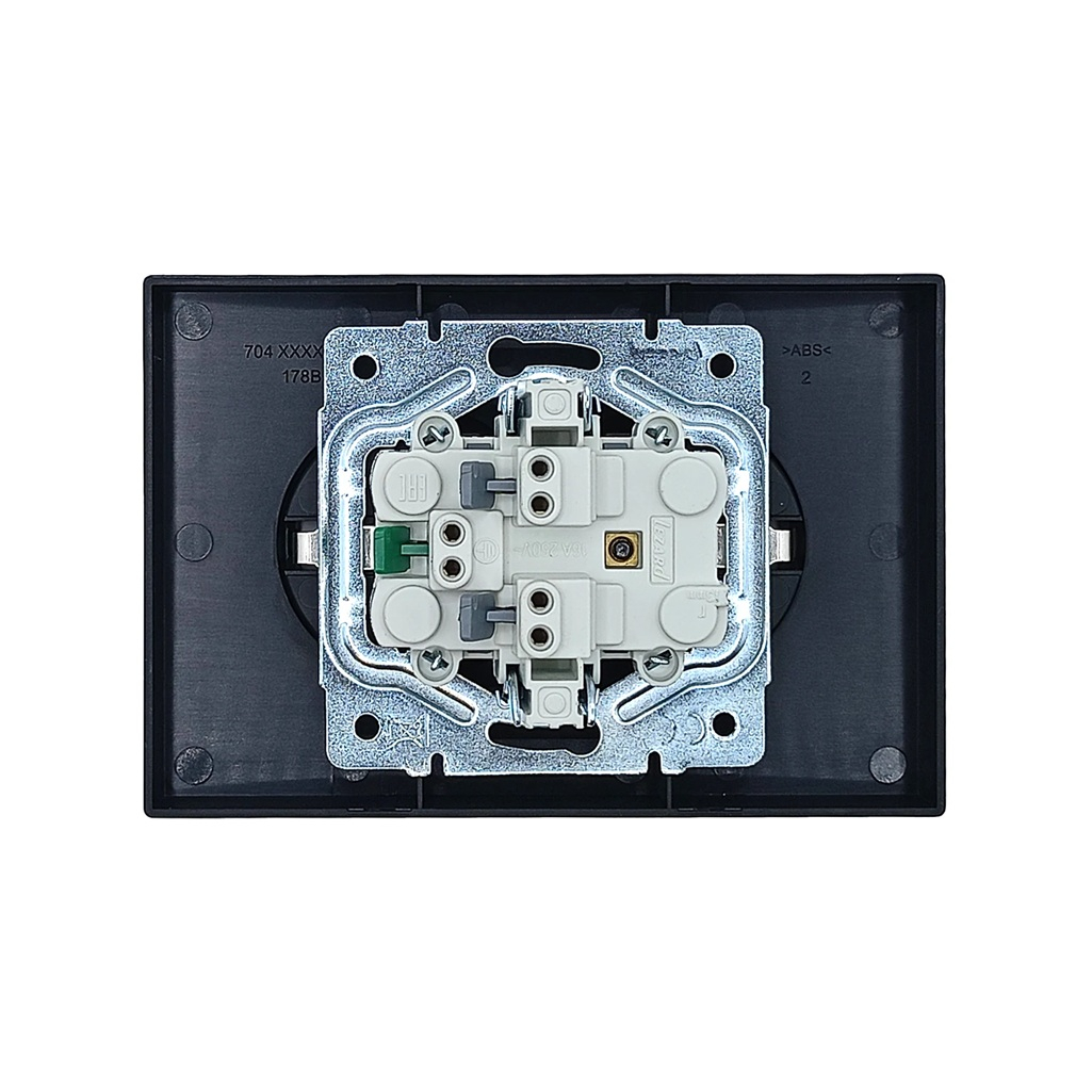 Розетка 2-местная Lezard Zima 704-4200-127BQC с заземлением, встраиваемая, черный бархат