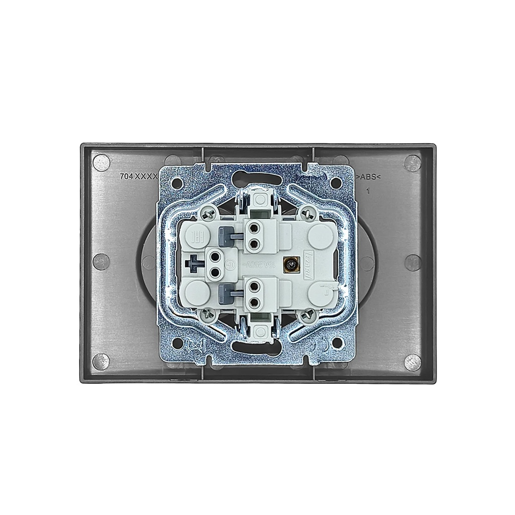 Розетка 2-местная Lezard Zima 704-7400-127BQC с заземлением, встраиваемая, серая