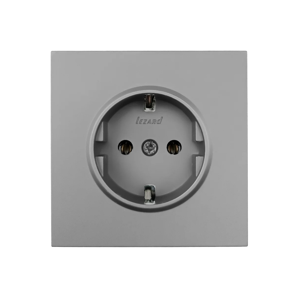 Розетка 1-местная Lezard Zima 704-7488-122BQC с заземлением, встраиваемая, серый матовый