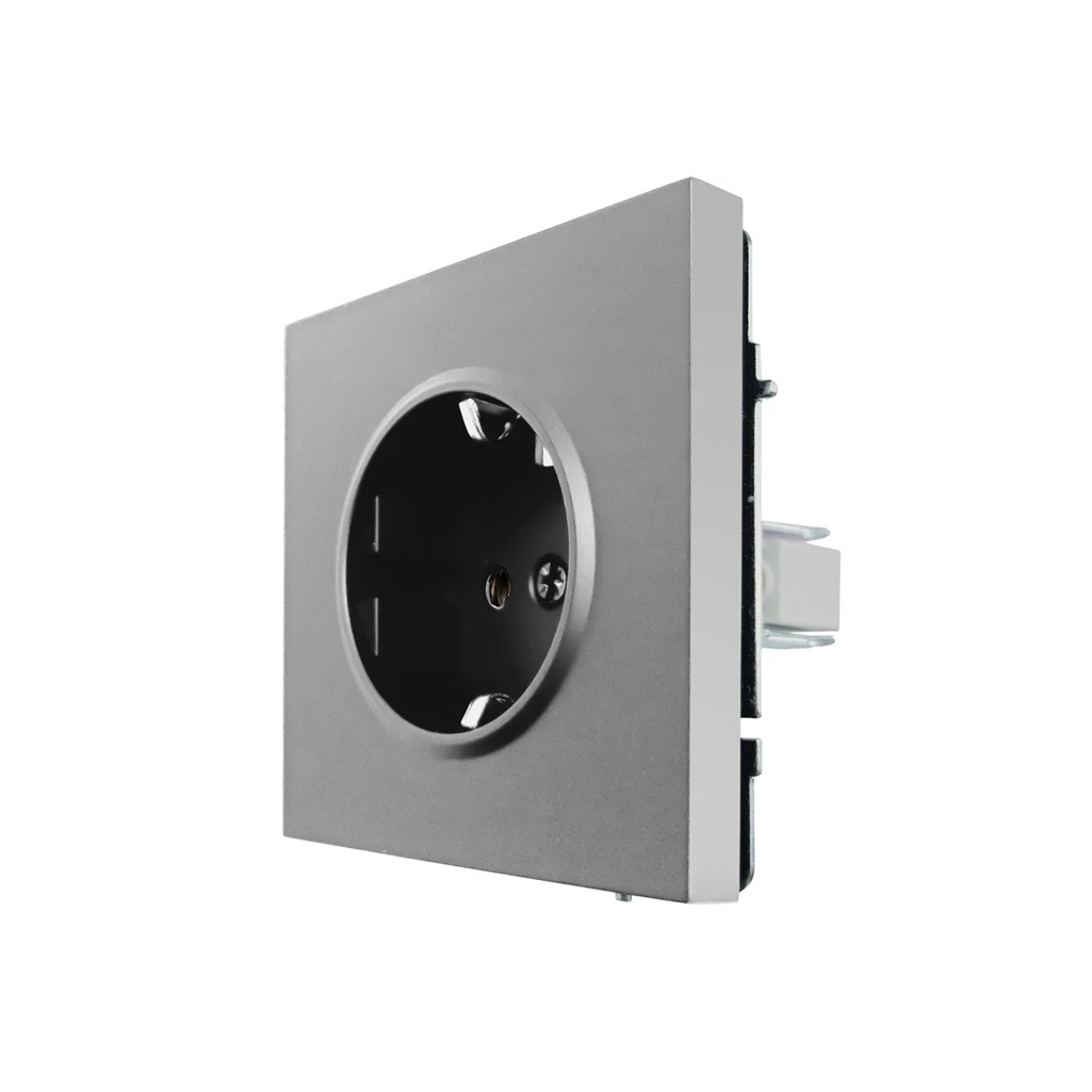 Розетка 1-местная Lezard Zima 704-7488-122BQC с заземлением, встраиваемая, серый матовый