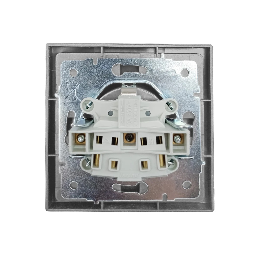 Розетка 1-местная Lezard Zima 704-7488-122BQC с заземлением, встраиваемая, серый матовый
