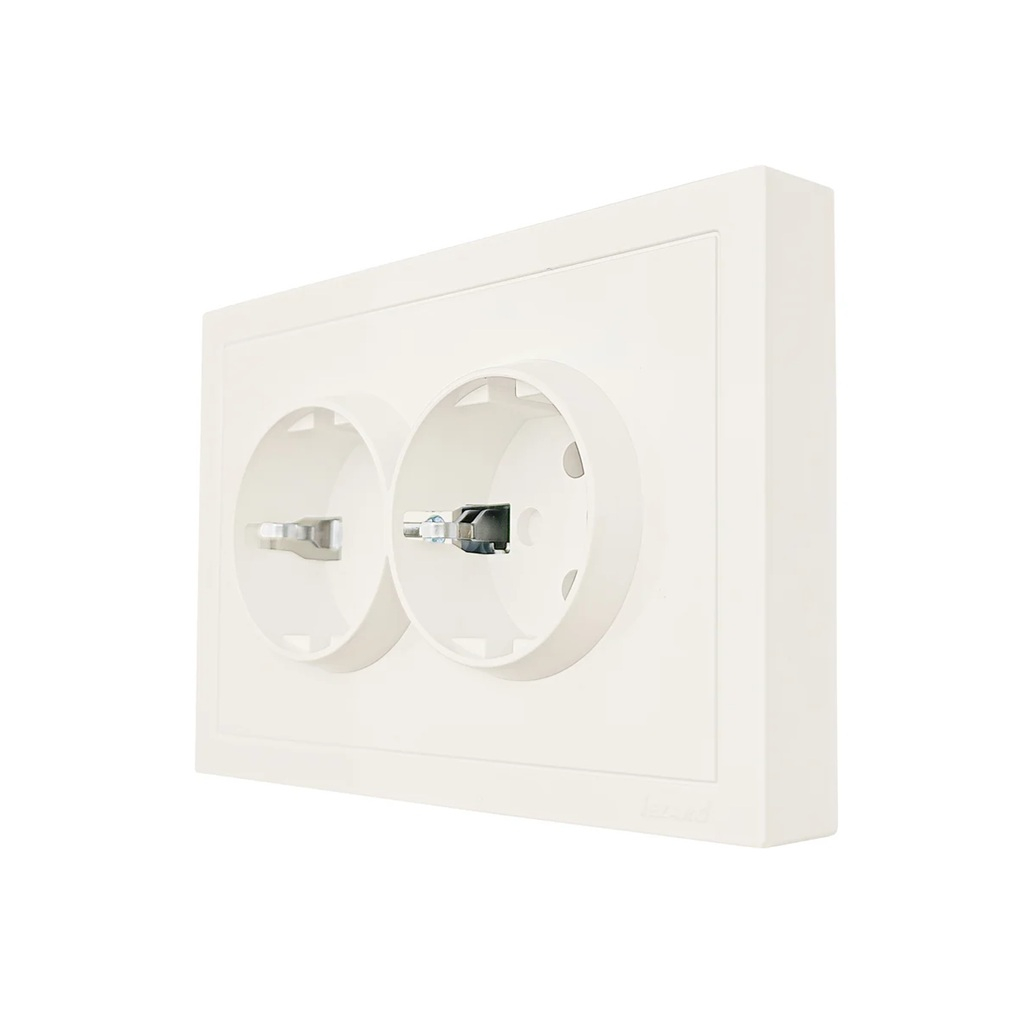 Розетка 2-местная Lezard Zima 704-9000-127BQC с заземлением, встраиваемая, слоновая кость