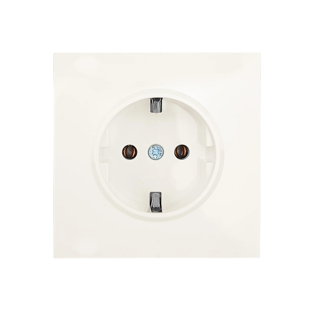 Розетка 1-местная Lezard Zima 704-9088-122BQC с заземлением, безвинтовой зажим, слоновая кость