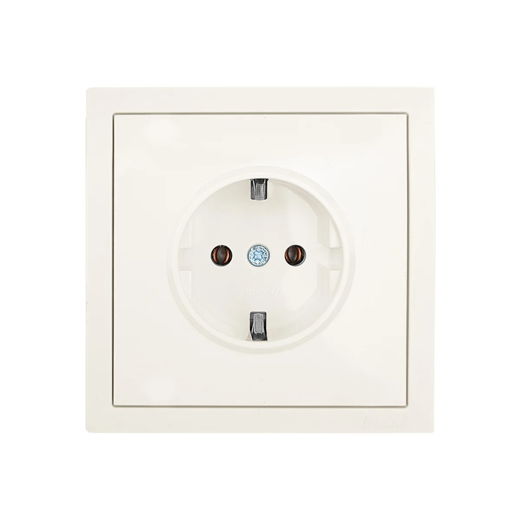 Розетка 1-местная Lezard Zima 704-9088-122BQC с заземлением, безвинтовой зажим, слоновая кость