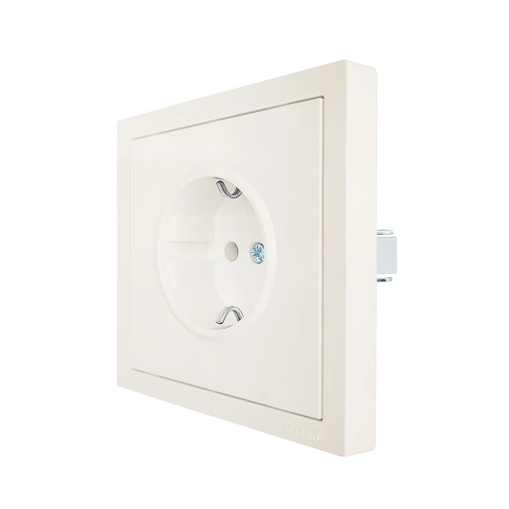 Розетка 1-местная Lezard Zima 704-9088-122BQC с заземлением, безвинтовой зажим, слоновая кость