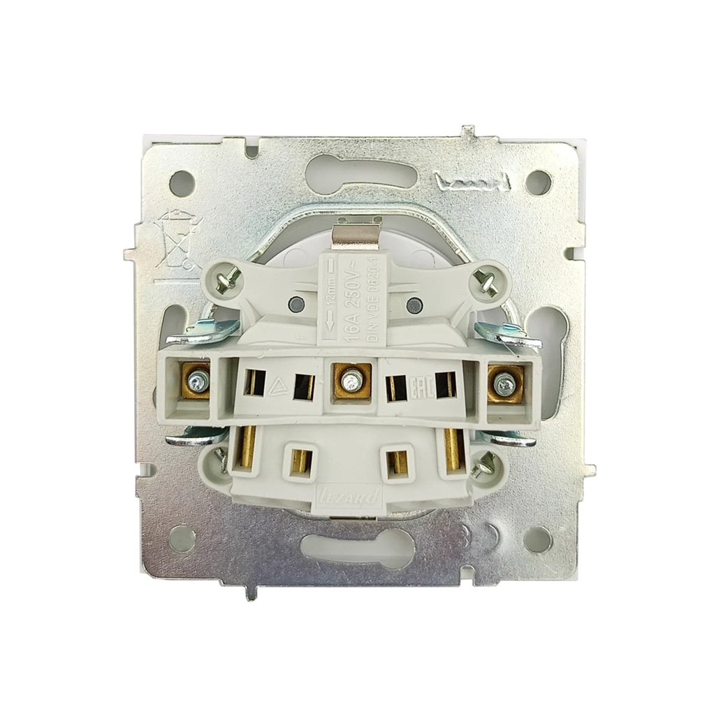 Розетка 1-местная Lezard Zima 704-9088-122BQC с заземлением, безвинтовой зажим, слоновая кость