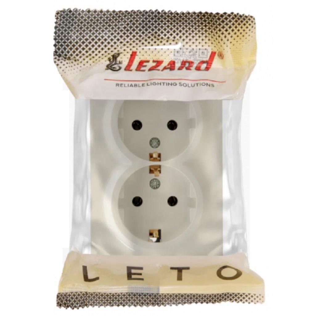 Розетка 2-местная Lezard Leto 752-0300-127B, с заземлением, накладная, кремовая