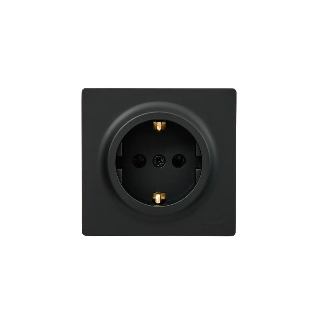Розетка 1-местная Lezard Leto  752-4200-122B с заземлением, накладная, чёрный бархат