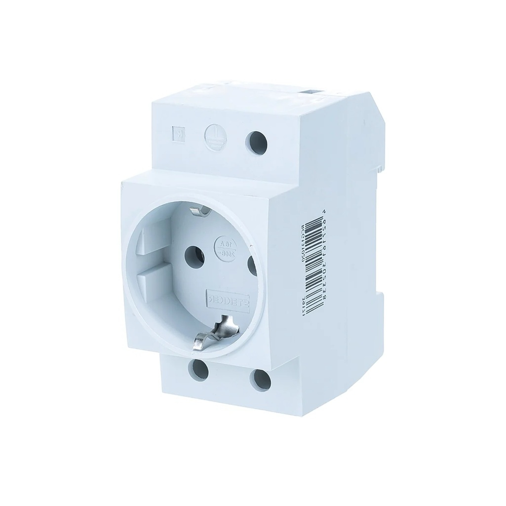 Розетка 1-местная Stekker PST16-70-20 2P+PE, накладная, на DIN-рейку, 16 А, серая