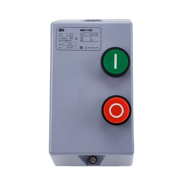 Контактор ИЭК (IEK) 12А 380В IP54 в оболочке с кнопками