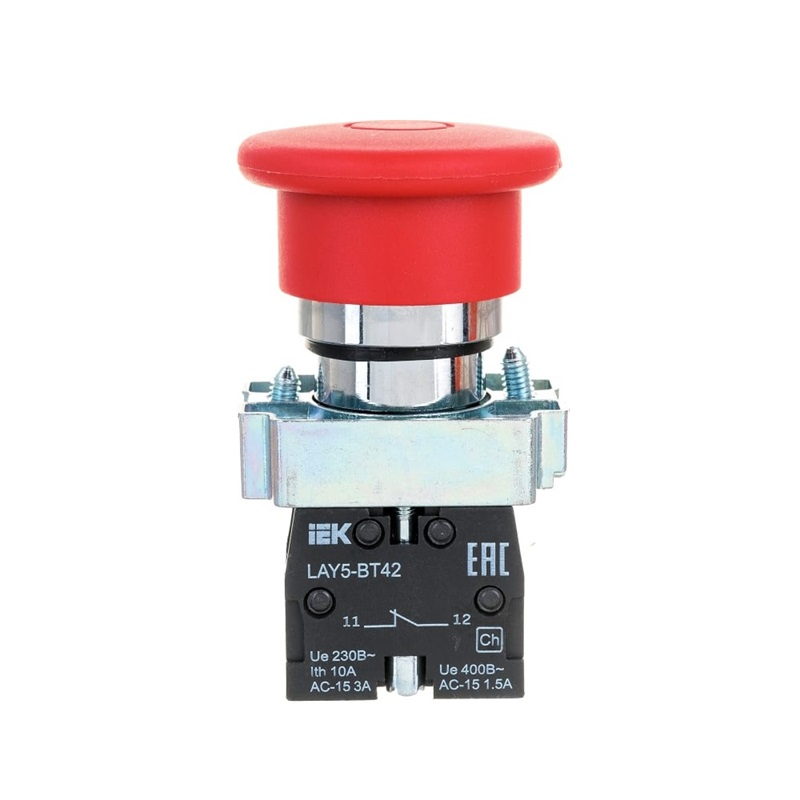 Кнопка управления Грибок LAY5-BT42 аварийная с фиксацией IEK BBG80-BT-K04