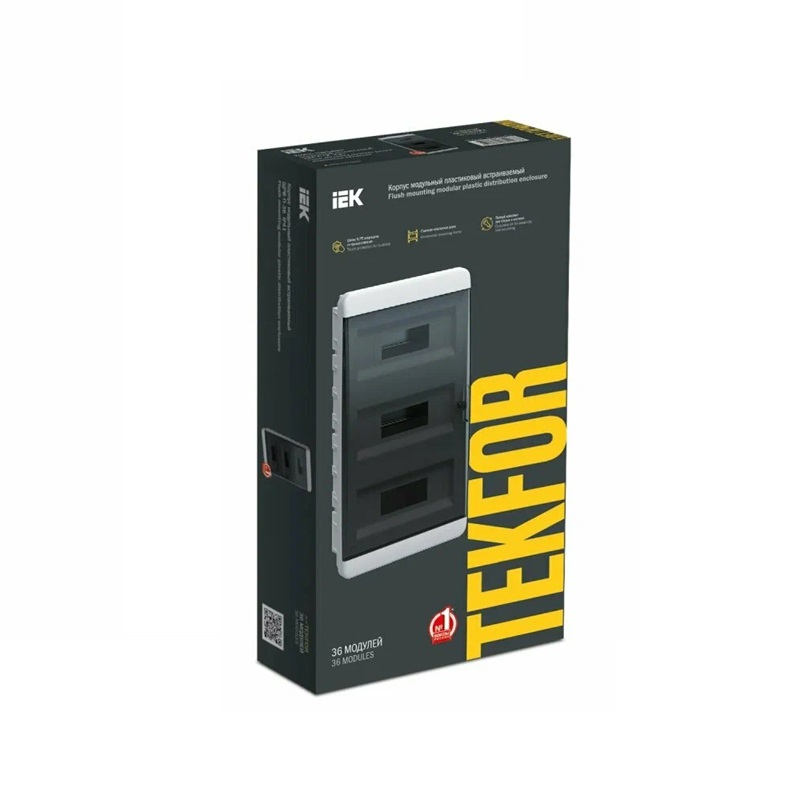 Бокс пластиковый врезной IEK TEKFOR ЩРВ-П-36 IP41 черная прозрачная дверь 36 модулей TF5-KP12-V-36-41-K01-K03