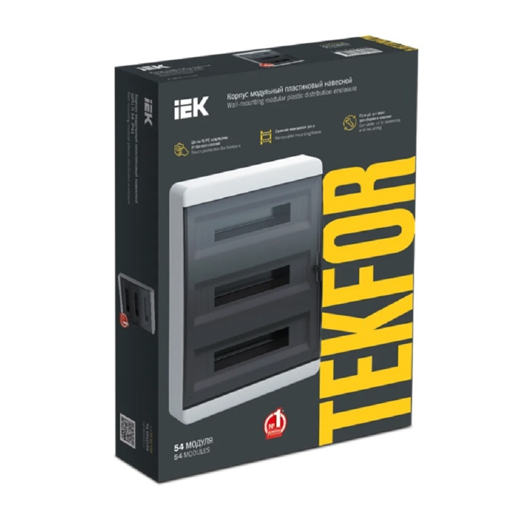 Бокс пластиковый накладной Iek Tekfor ЩРН-П-54 IP41 черная, прозрачная дверь, 36 модулей