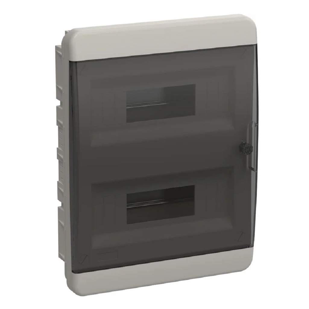 Бокс пластиковый врезной Iek Tekfor ЩРВ-П-24 IP41, черная прозрачная дверь, 24 модулей