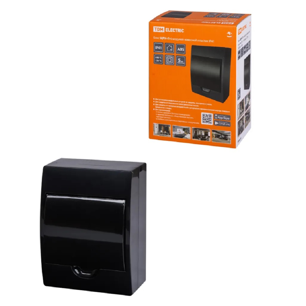 Бокс TDM SQ0901-0906 ЩРН-П-6 модулей, навесной, пластик, IP41, антрацит
