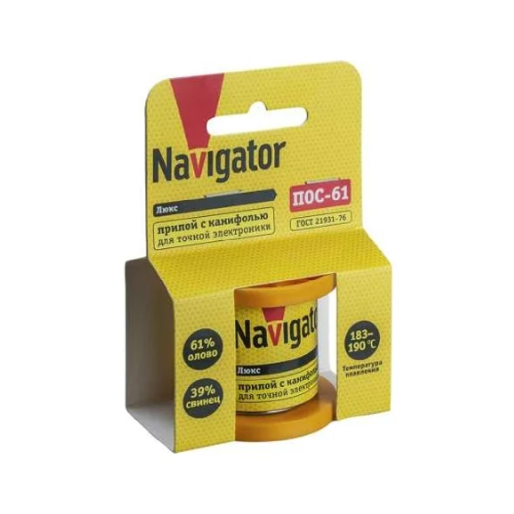 Припой Navigator 93 082 NEM-Pos02-61K-1-K100 ПОС-61, катушка, 1 мм, 100 г