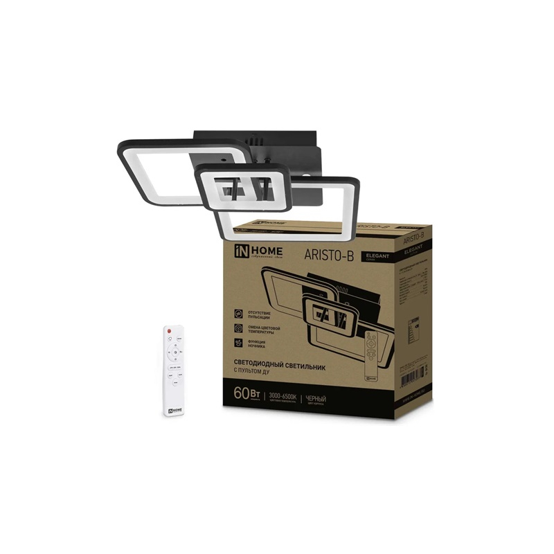 Светильник светодиодный IN HOME ELEGANT ARISTO-B 60Вт 3000-6500K c пультом ДУ черный