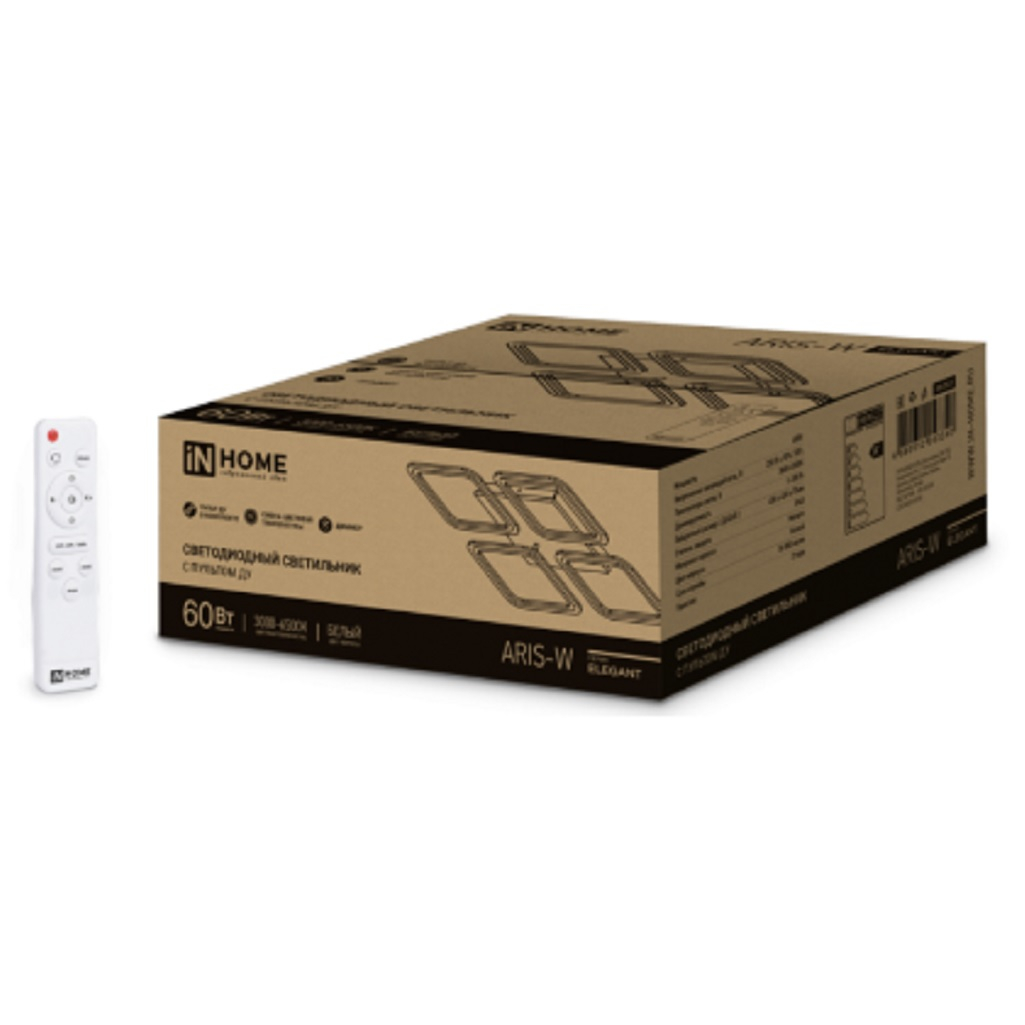Светильник светодиодный Inhome Elegant Aris-W 60 Вт 230В 3000-6500K c пультом ДУ, белый
