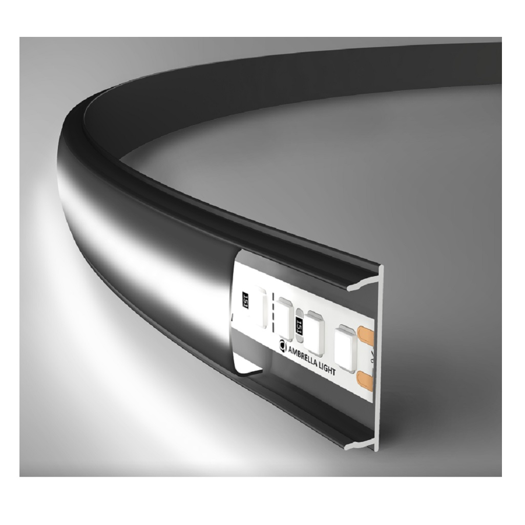 Профиль алюминиевый накладной гибкий Ambrella GP1600BK, черный