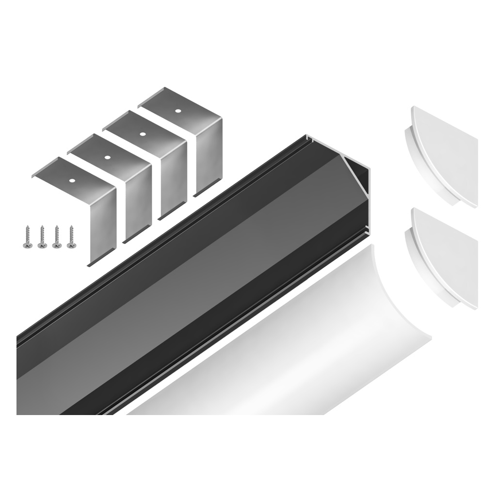 Профиль алюминиевый угловой круглый Ambrella GP2100BK черный/матовый