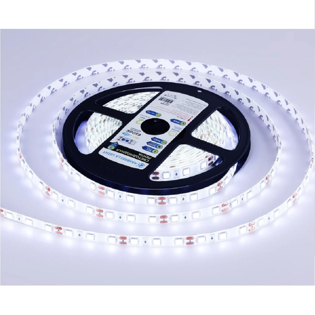 Светодиодная лента Ambrella GS2103 5050 60Led 14.4 Вт 12В IP65 6500K, 5 метров