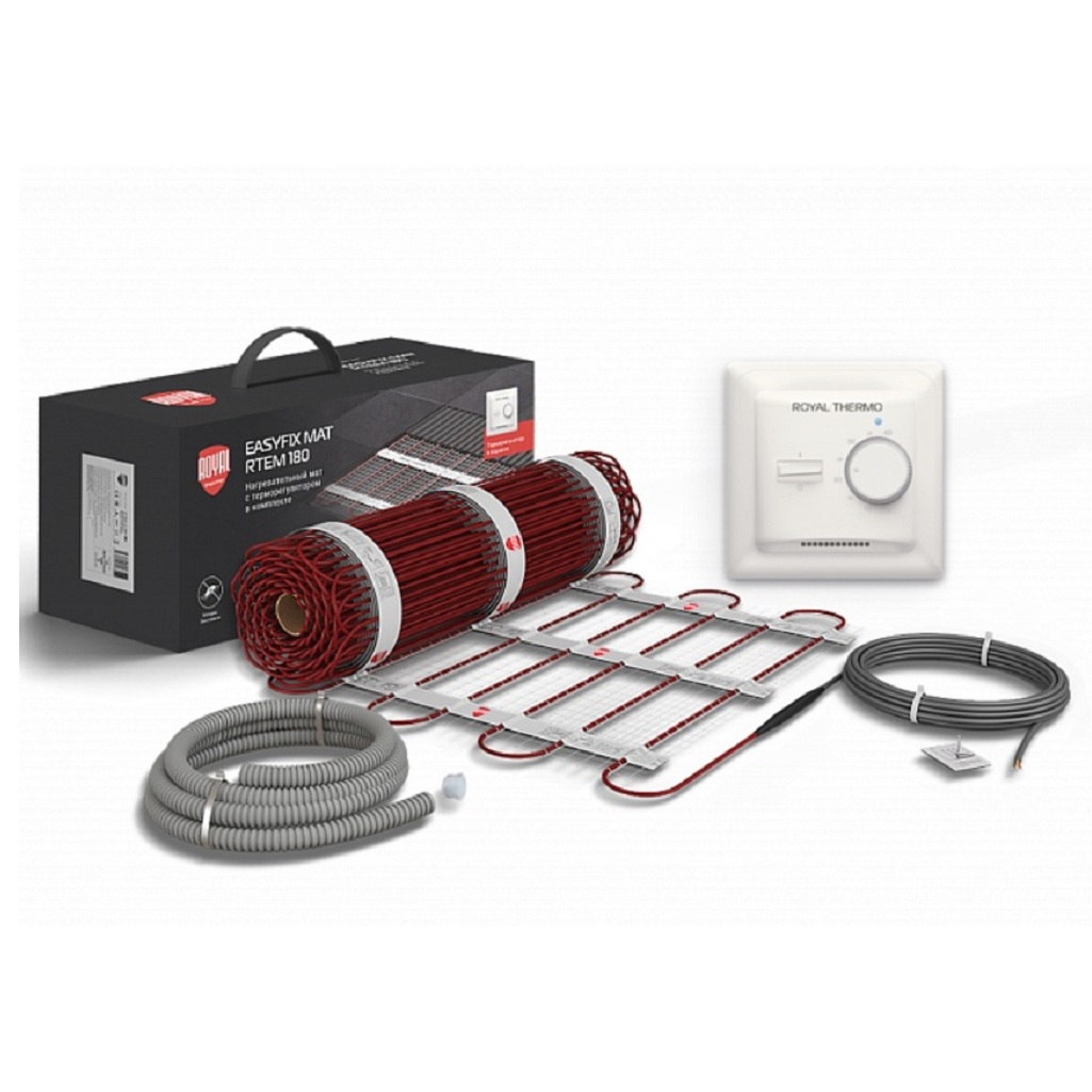 Мат нагревательный Royal Thermo EasyFix Mat RTEM 2-180-9, с терморегулятором 1620 Вт, 9 кв.м