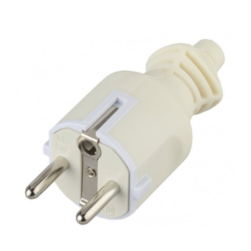 Вилка кабельная Эра V4 16А с заземлением, прямой ввод, белая