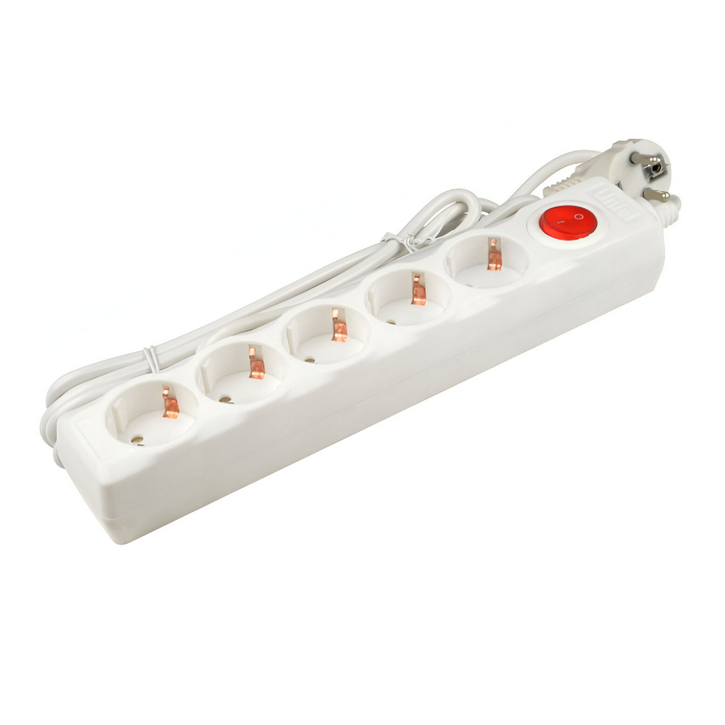 Фильтр сетевой Uniel Universal WHITE S-GSU5-1.5 UL-00001741, ПВС, без заземления, 5 розеток, 1.5 м, 2.2 кВт