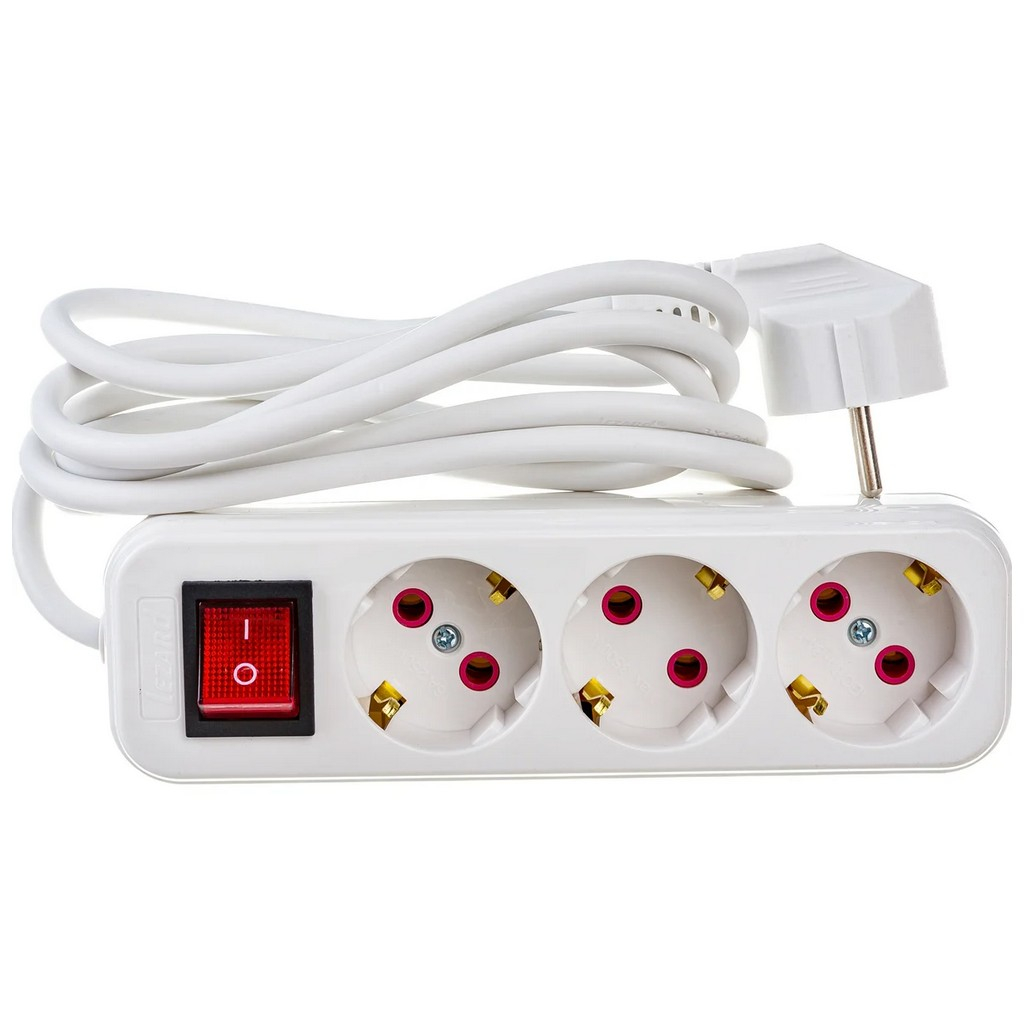 Удлинитель Lezard 720 0302 302 ПВС, с заземлением, 3 розетки, 2 м, 2.2 кВт