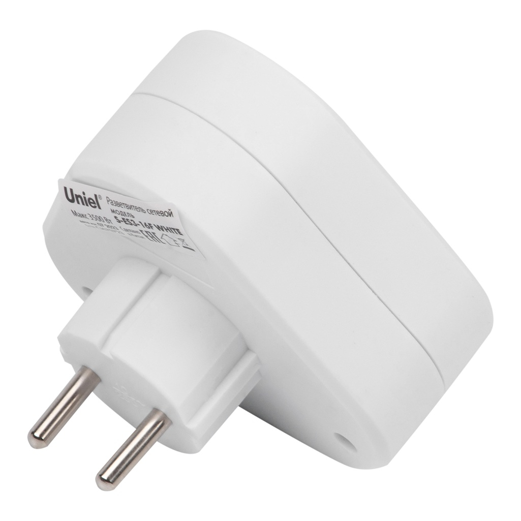 Разветвитель сетевой Uniel S-ES3-16F White без заземления, 3 розетки, 3.5 кВт