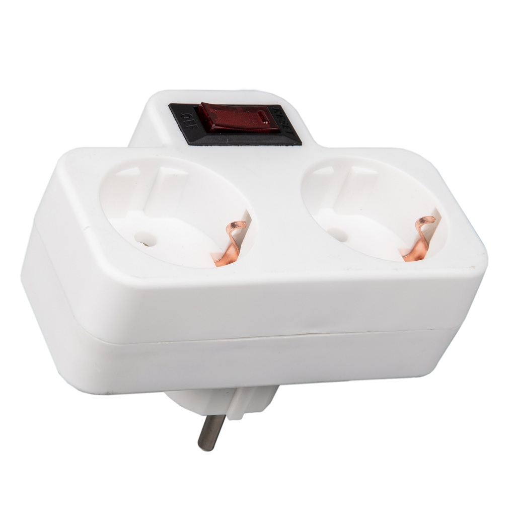 Разветвитель сетевой Uniel S-GES2-16PB WHITE с выключателем, с заземлением, 2 розетки, 3.5 кВт