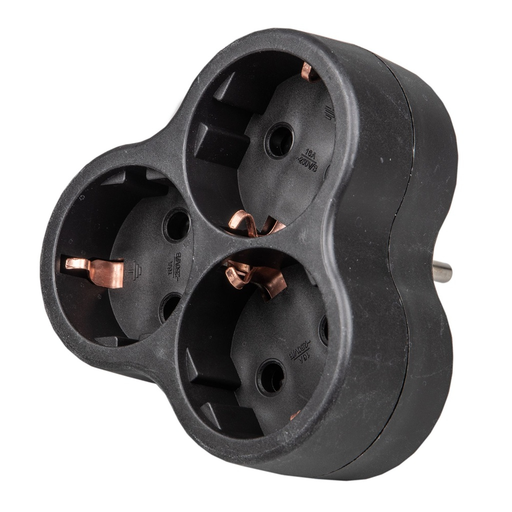 Разветвитель сетевой Uniel S-GES3-16F Black с заземлением, 3 розетки, 3.5 кВт