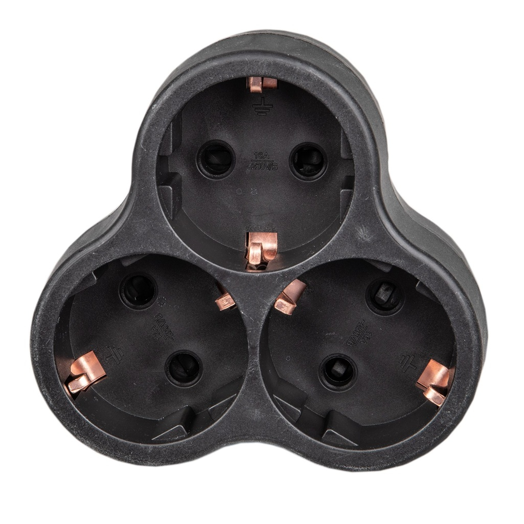 Разветвитель сетевой Uniel S-GES3-16F Black с заземлением, 3 розетки, 3.5 кВт