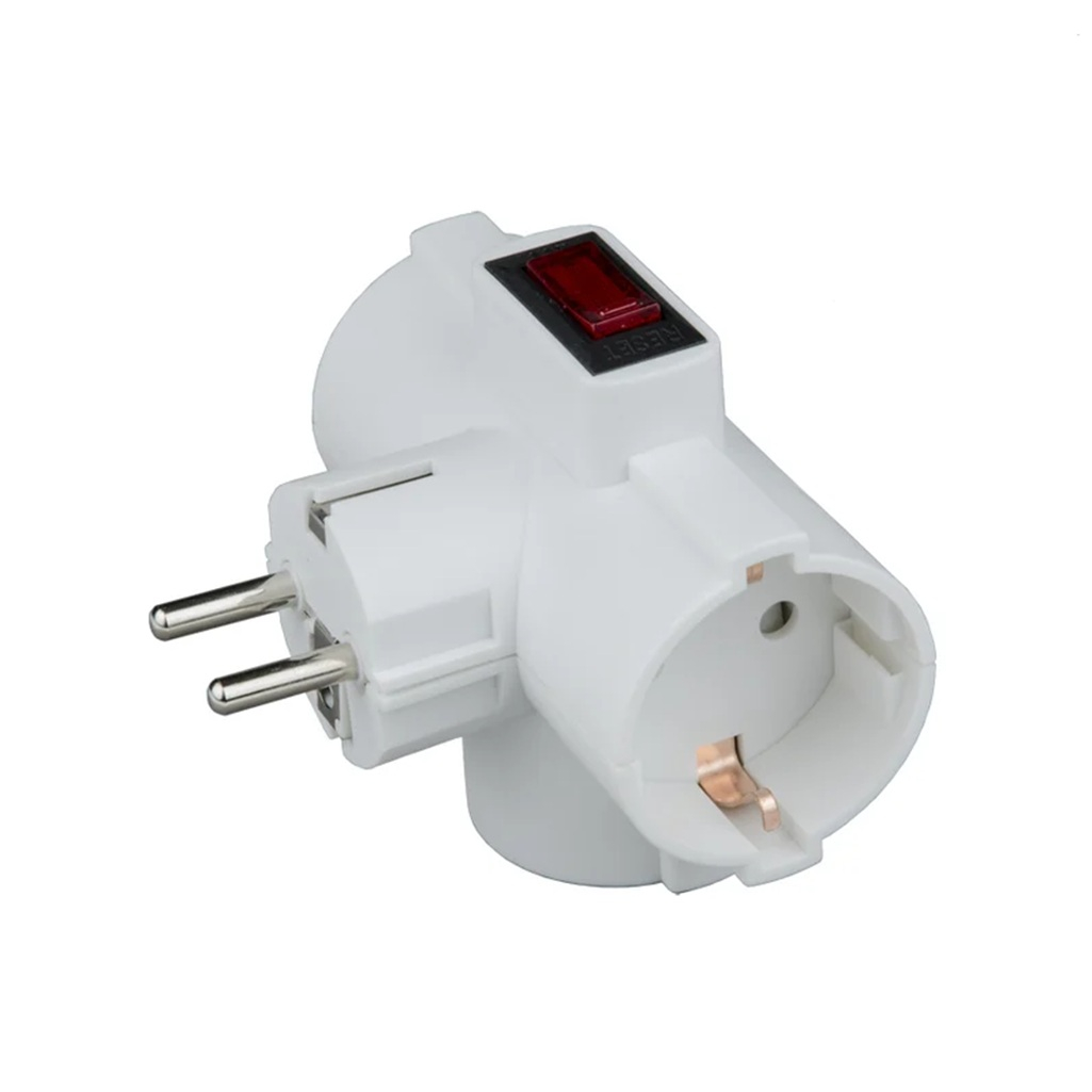 Разветвитель сетевой Uniel S-GES3-16TR с выключателем, с заземлением, 3 розетки, 3.5 кВт